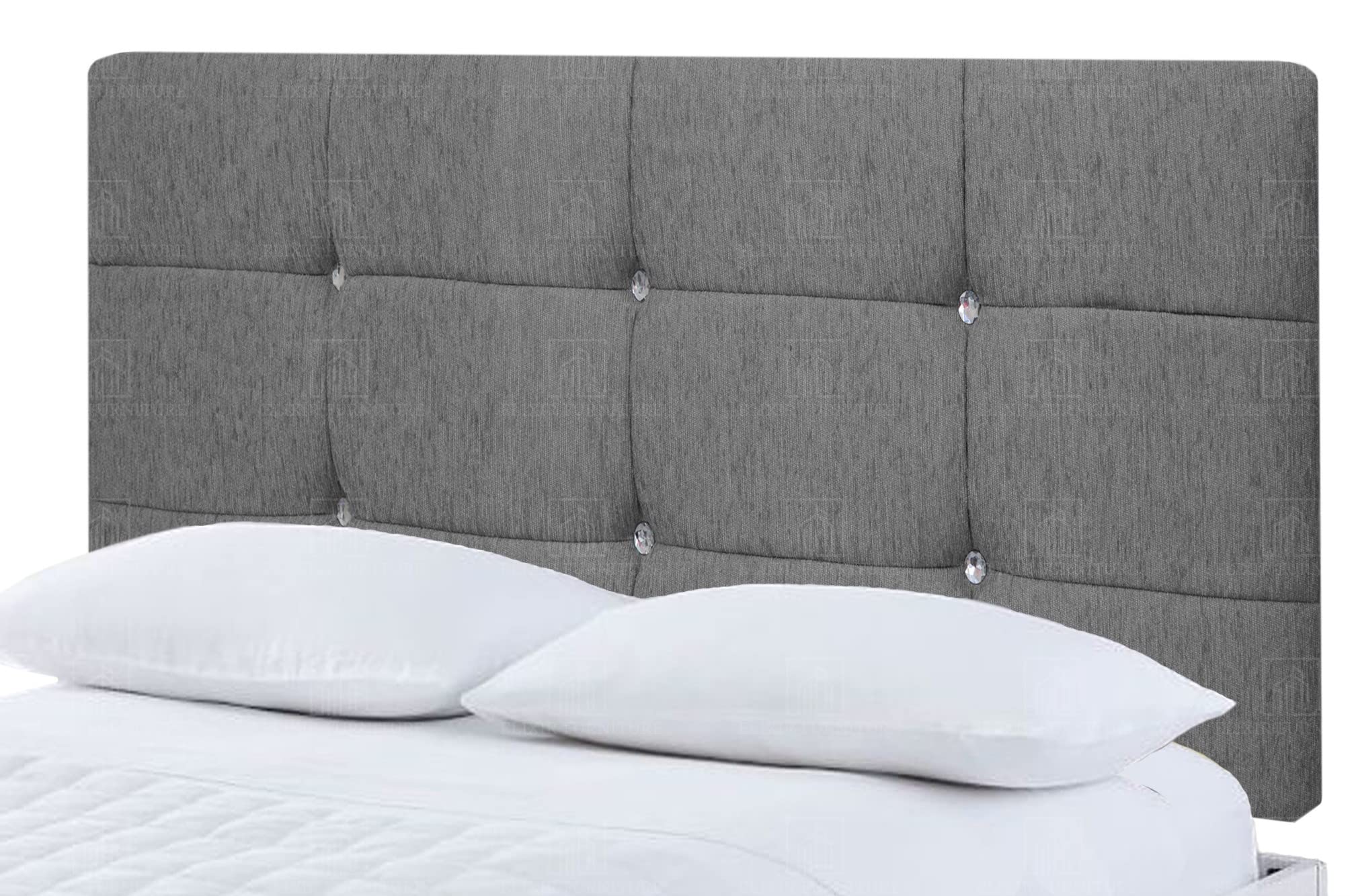 Elixir Furniture Roma Cube Divan Bed Headboard |Elegant Chenille Fabric Headboards for Small Double size Bed | Charcoal color with wooden material Stylish headboards (Charcoal, 4ft Small Double)