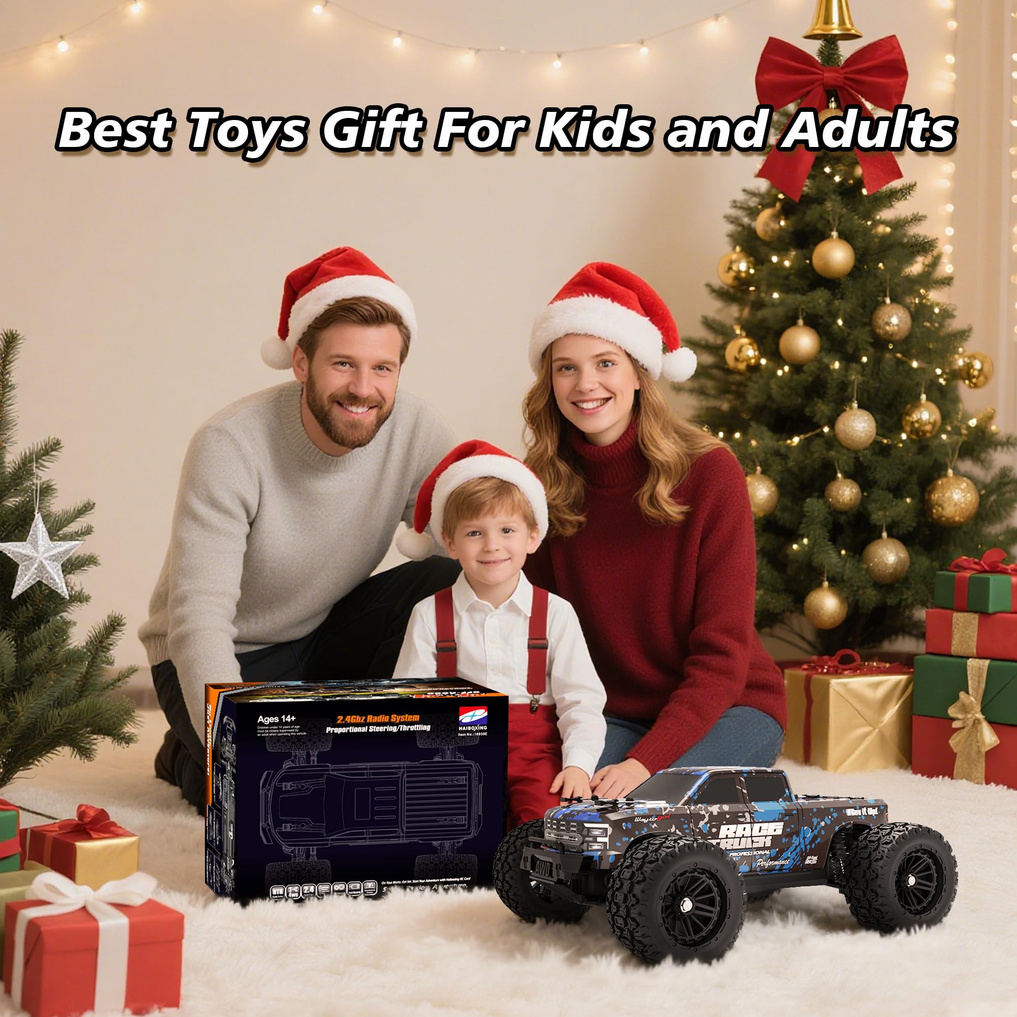 HAIBOXING Voiture télécommandée 18859E, 2,4 GHz 36 km/h Tout-Terrain 4WD RC Auto, RTR 1:18 Monstertruck Tout-Terrain avec 2 Batteries Camion Jouet pour Enfants et Adultes