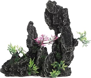 balacoo Aquarium Mountain View Stone Ornament Tree Rock Cave Fish Tank Decoration Fish Hiding Cave