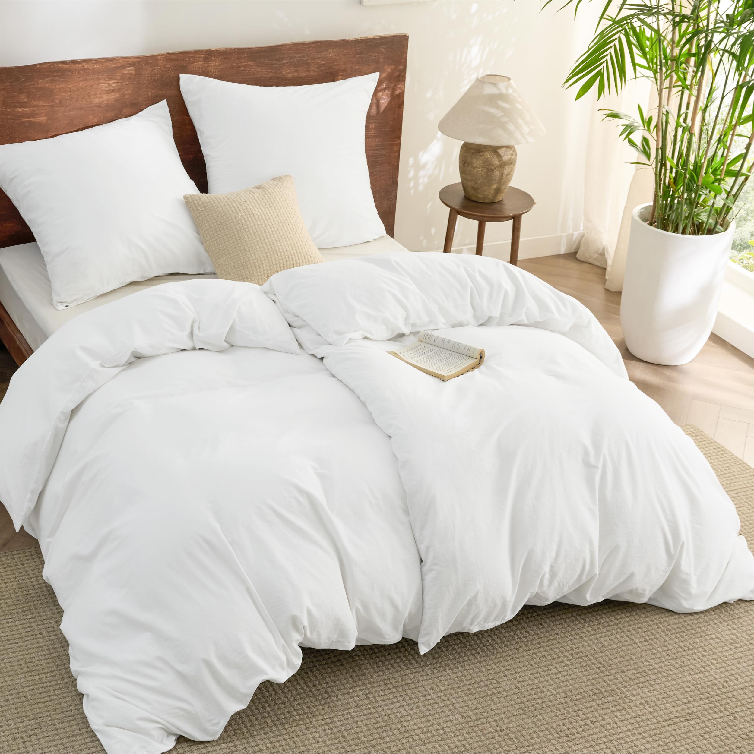 BEDSURE Bettwäsche Gewaschene Baumwolle Bettbezug - Bettwäsche-Sets mit 2 Kissenbezüge 80x80 cm, Ähnliche Textur wie Washed Leinen, Oeko-TEX Bedding mit Reißverschluss
