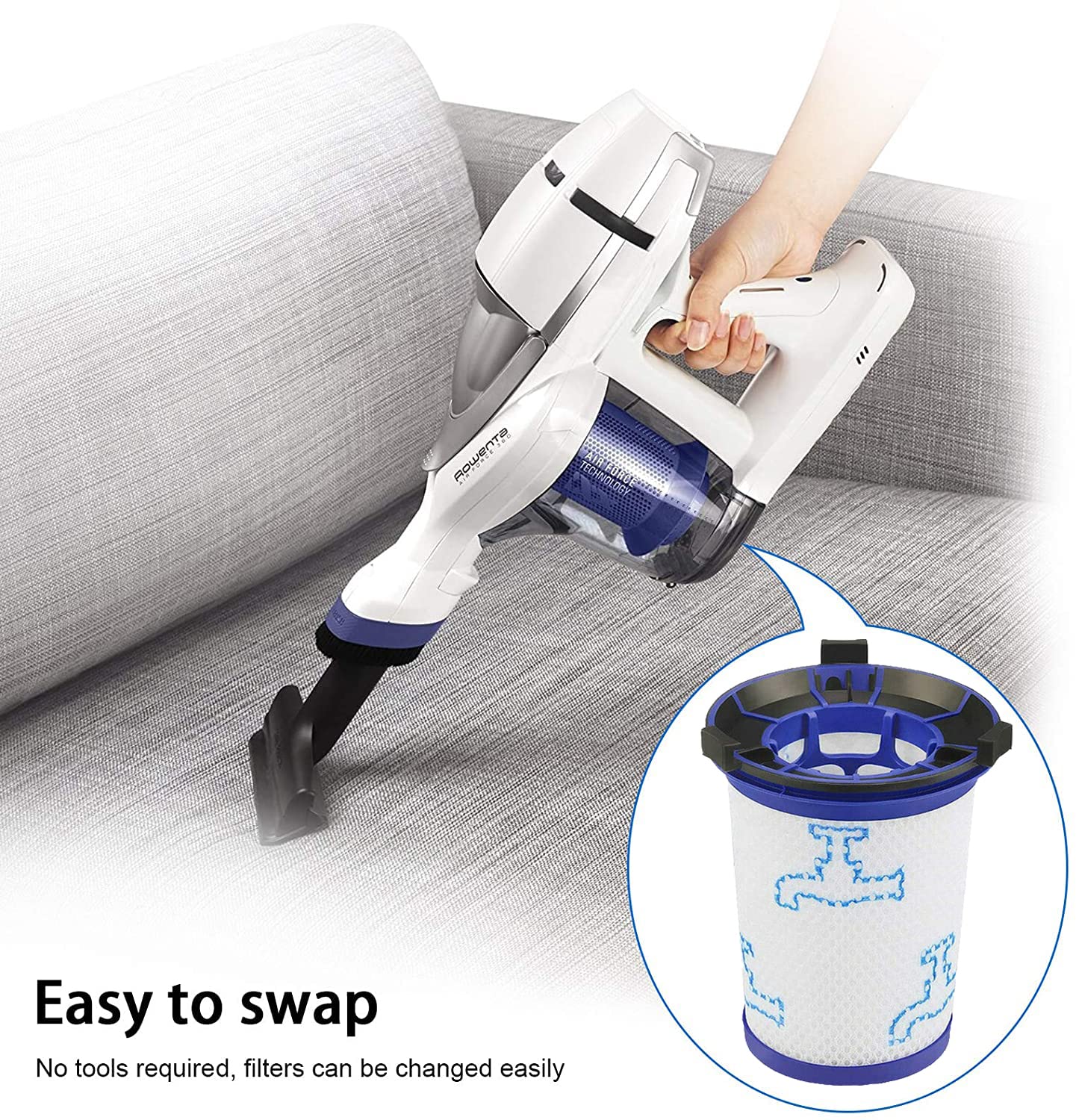 2 Filtres HEPA De Rechange FFYan Pour Rowenta Air Force 360 RH9038 RH9039 Etc. | Aspirateur Sans Sac