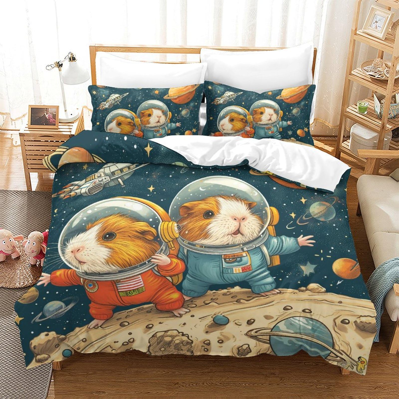 Parure de lit cochon d'inde housse de couette microfibre pour éviter les plis
