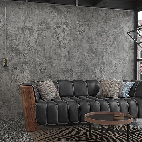 Miniatura 23 de Papel tapiz de hormigón gris claro de 24 x 394 pulgadas, para despegar y pegar, papel de contacto de hormigón gris de cemento sintético, vinilo
