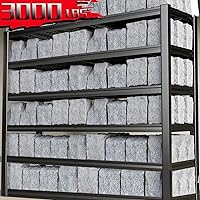 Vista 3 de Estantería de garaje resistente de 65 pulgadas de ancho, estantes de almacenamiento profundos de 6 niveles, estantes de garaje de metal negro