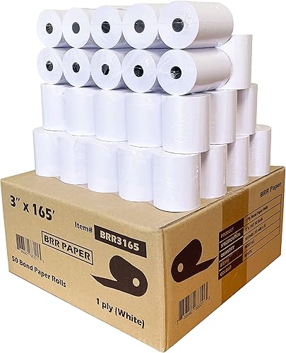 (50 rollos) Papel de recibo de bono de 1 capa de 3 pulgadas x 165 pies | TMU200 SRP275 Star sp 700 Rollos de papel para impresora de cocina de