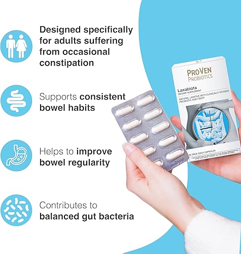 Miniatura 4 de Pro-Ven Laxabiota Probiótico diario para alivio ocasional del estreñimiento, 12.5 mil millones de UFC, laxante natural (Senna) y fibra  Regularidad