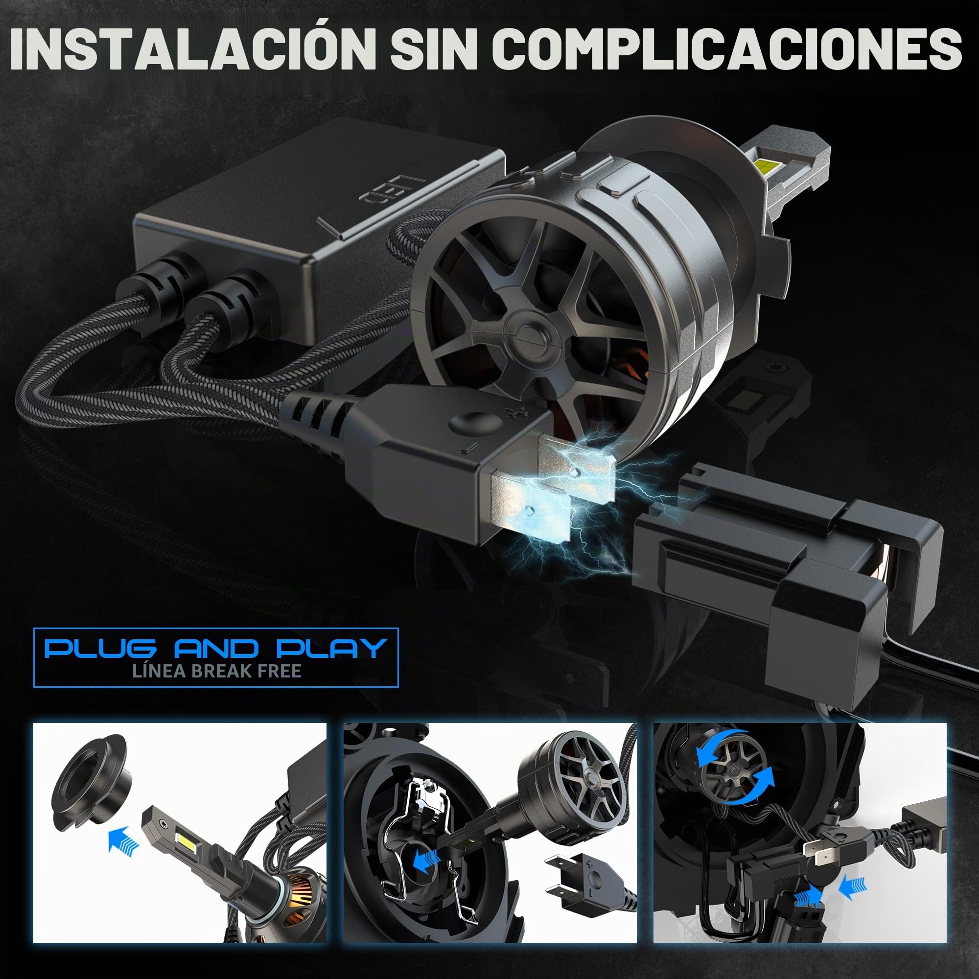 D-Lumina Bombillas LED Canbus H7, 160 W, 24000 lm, 4300 K, 500% brillante, refrigeración de tubo de cobre grueso, luces de lámpara LED, 2 años de garantía, paquete de 2
