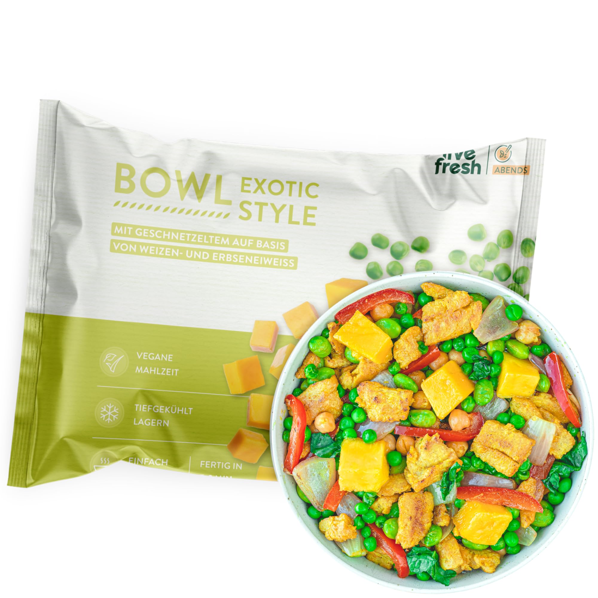 LiveFresh Exotic Style Curry | 14 x 400g vegane Diät Feriggerichte | Low Carb Lebensmittel mit 29g Protein und nur 430 kcal pro Portion | Schnell zubereitet | Schonend schockgefrostet