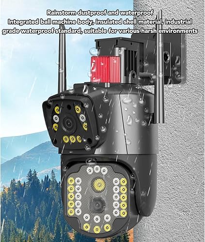 Miniatura 8 de Cámara de seguridad de doble lente al aire libre, 360 grados giratoria 1080P impermeable cámara de seguridad al aire libre para estanque de peces