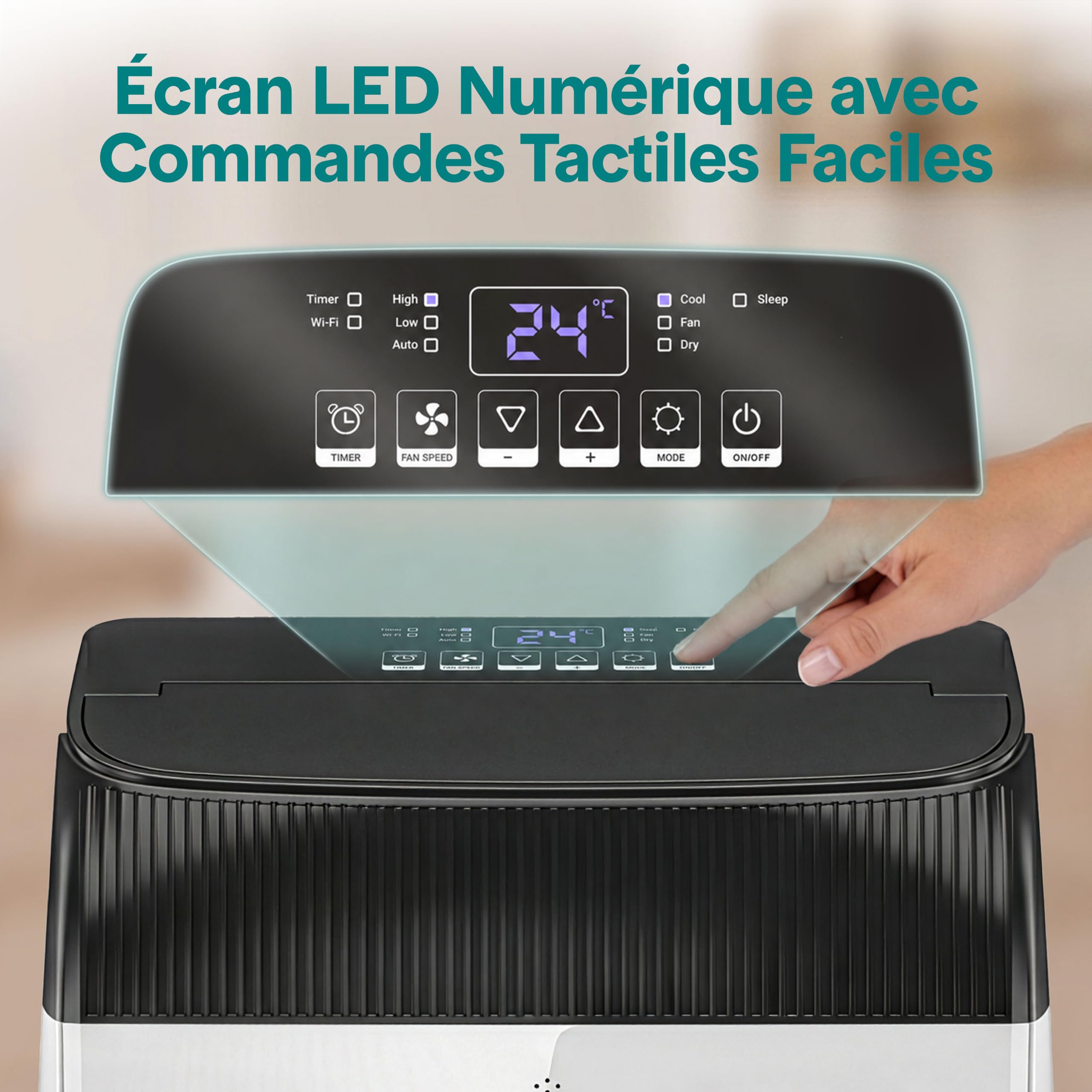 SereneLife Climatiseur Mobile 12000 BTU (3,52 kW), Wi-Fi, 3 En 1 Refroidissement, Déshumidification et Ventilation, Silencieux, Roulettes, Minuterie, Jusqu’à 40 m²