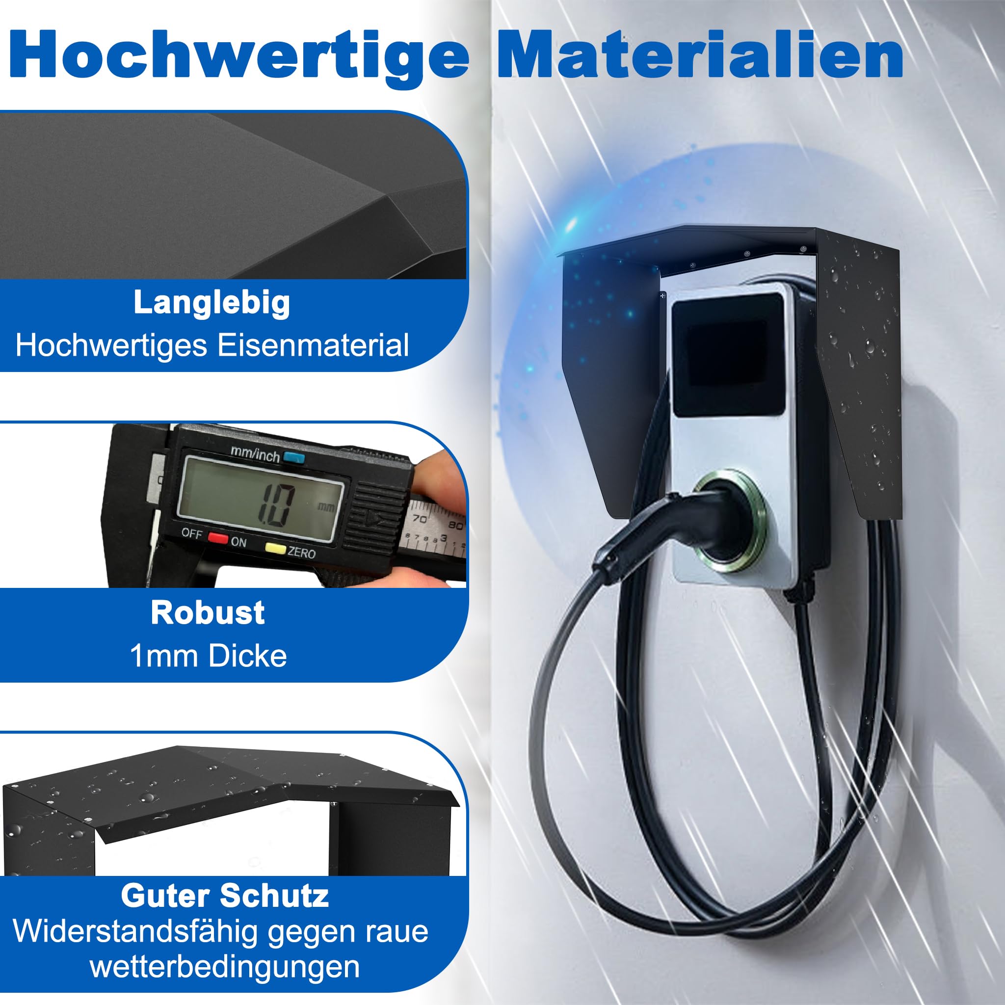 UISEBRT Protezione dalle intemperie per Wallbox, tetto protettivo per stazione di ricarica per auto elettronica, protezione dalla pioggia e dal sole, copertura resistente alle intemperie per