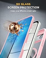 Vista 377 de Miracase Funda magnética para iPhone 14 de 6.1 pulgadas, protector de pantalla de vidrio templado integrado + protector de lente, compatible