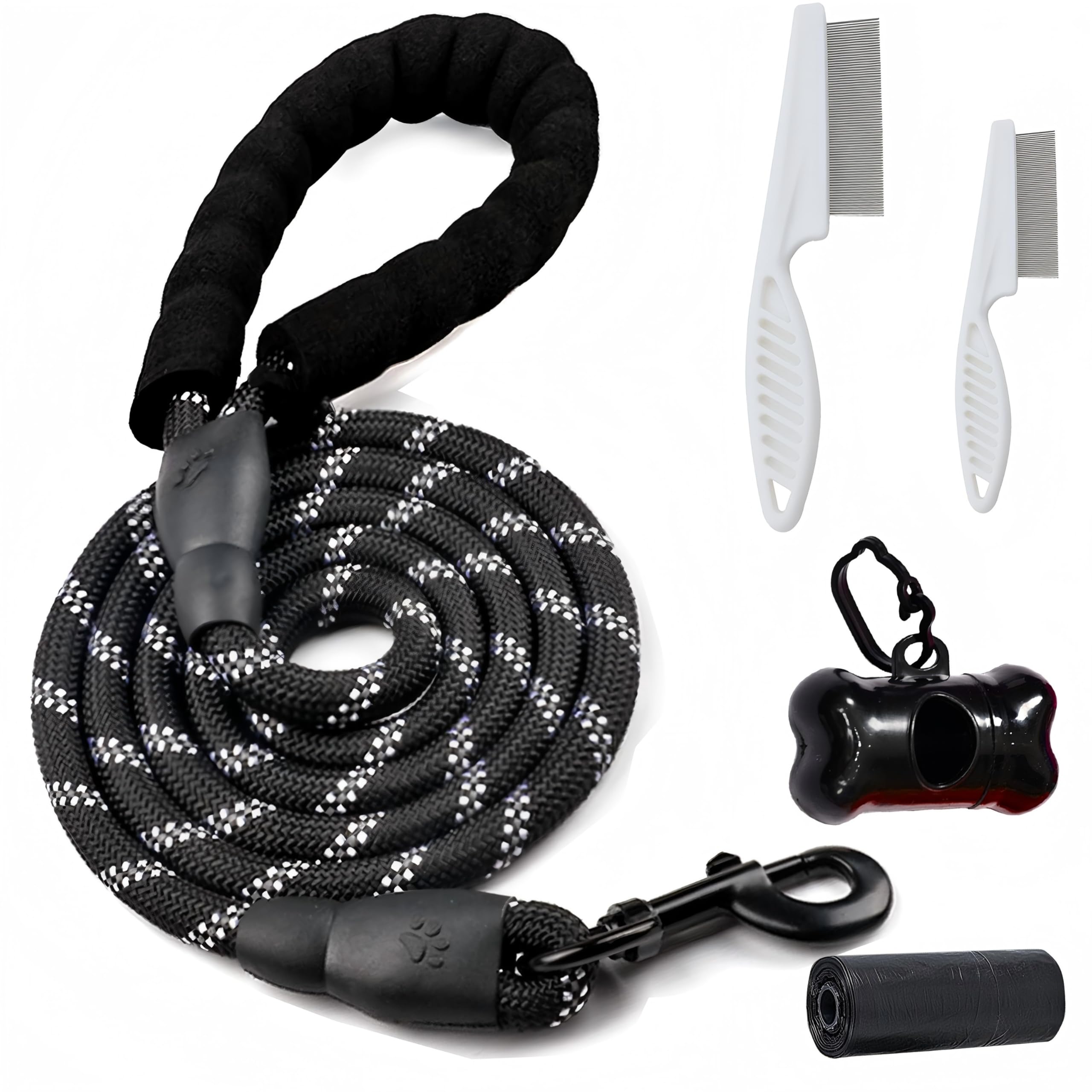 Denipry Dog Lead 5 FT Heavy Duty Nylon Rope Pet Leash with Comfortable Padded Handle, Metal Sturdy Clasp