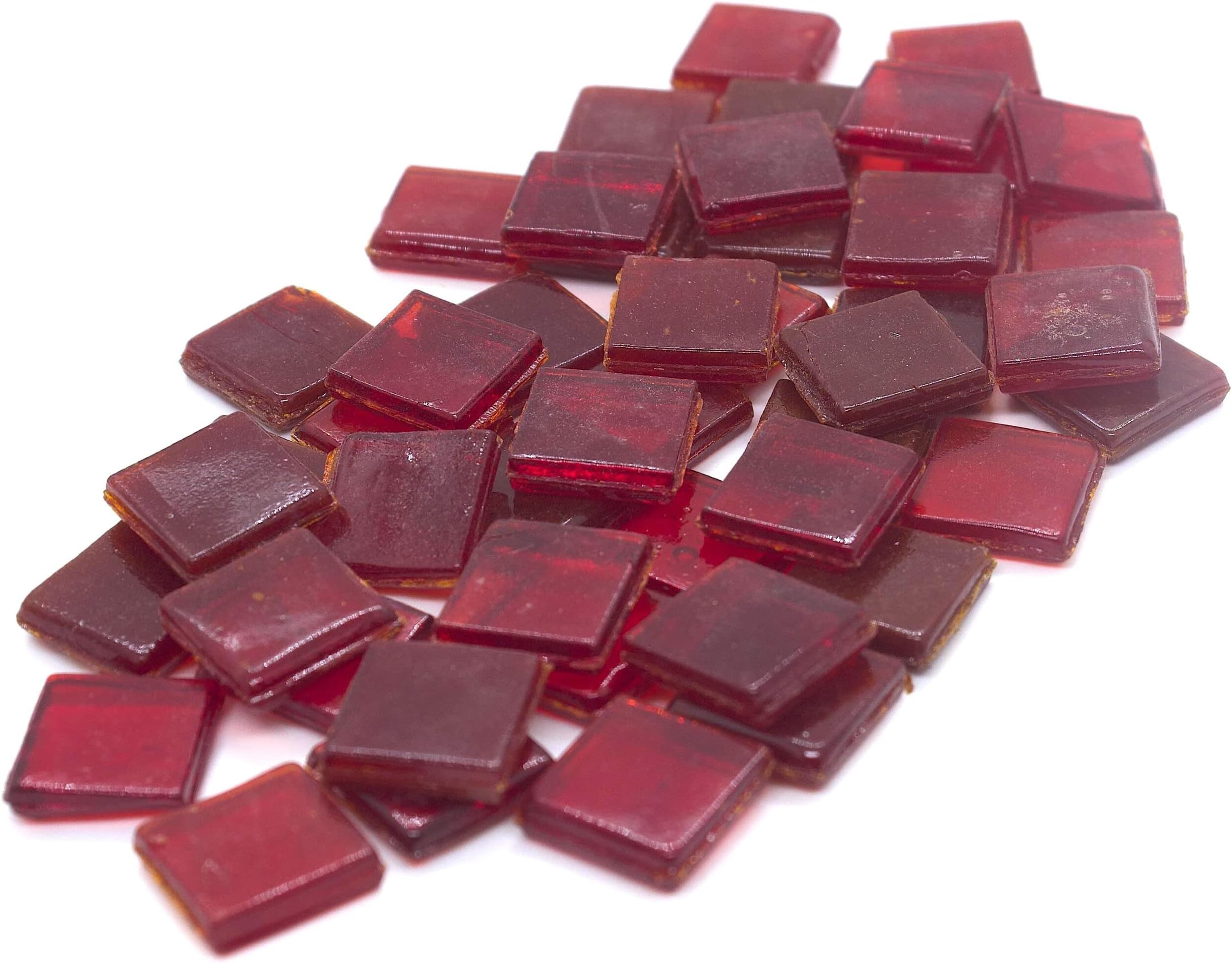 Coral Rose Red HK017 Glass Mosaic 15x15mm Tiles 100 gm Pack