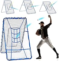 Vista 13 de Red de rebote de lanzamiento de béisbol, objetivo de bateo de 9 hoyos, redes de entrenamiento de softbol con zona de ataque, 2 redes