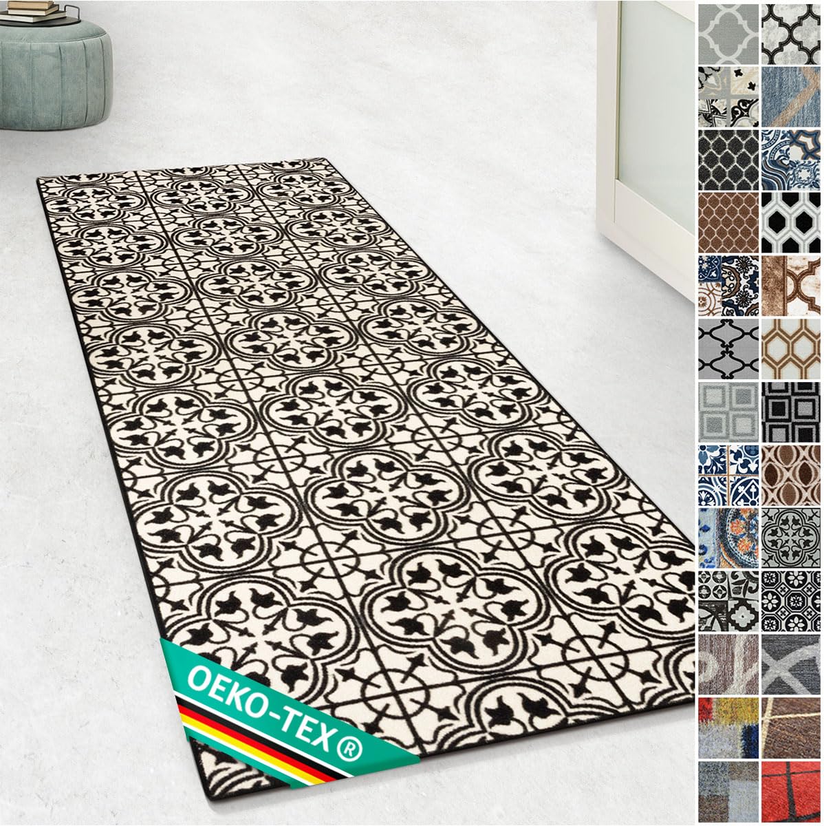 Floordirekt Galway Design Carpet Runner Rug Floor Mat, Non Slip Runner Mat For Kitchen Hallway Living Room Bedroom Vintage Ornament Classic Modern Design (80 X 400 Cm, )