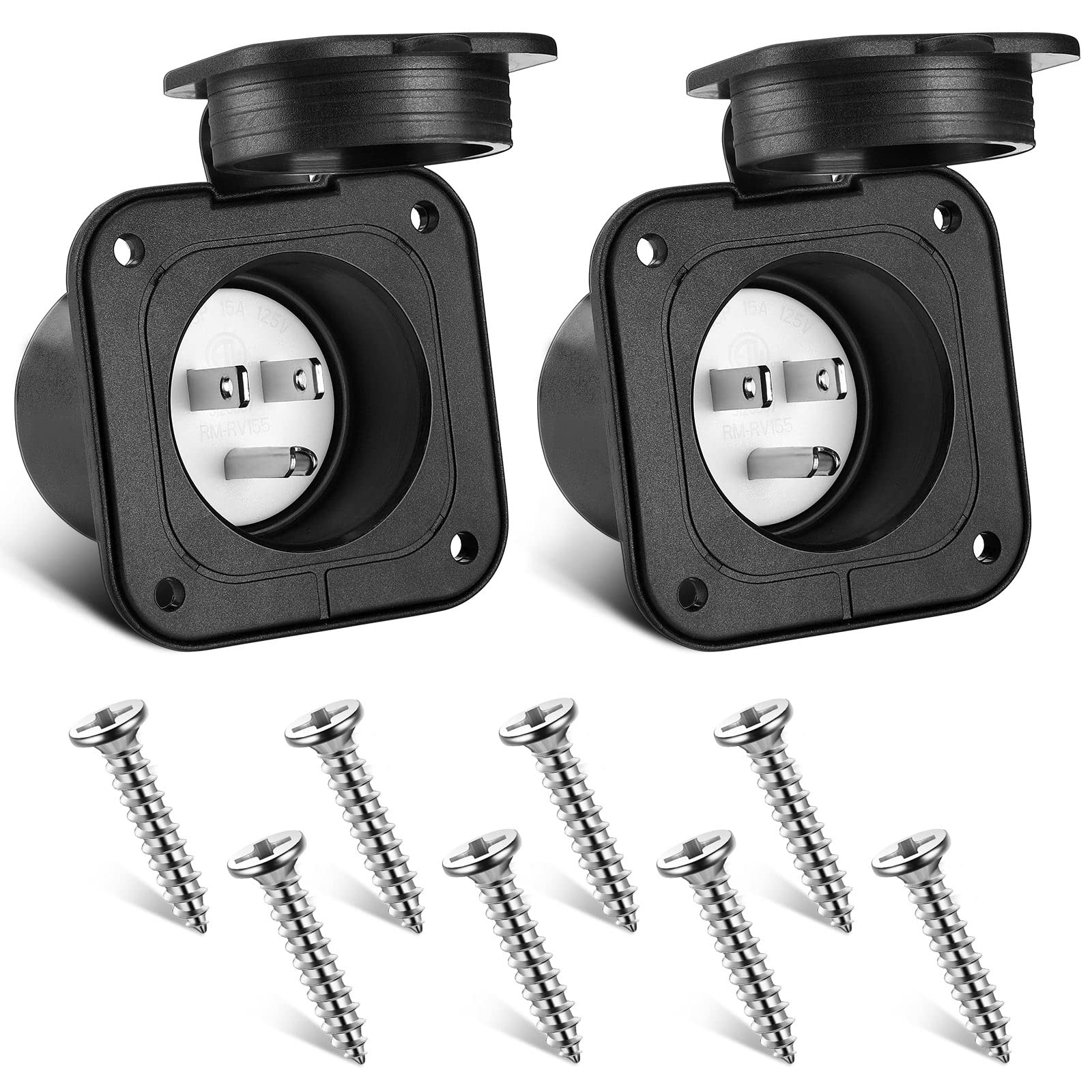 Buy 2 Pack 15 Amp Flanged Inlet 125V NEMA 515 RV Shore Power Inlet