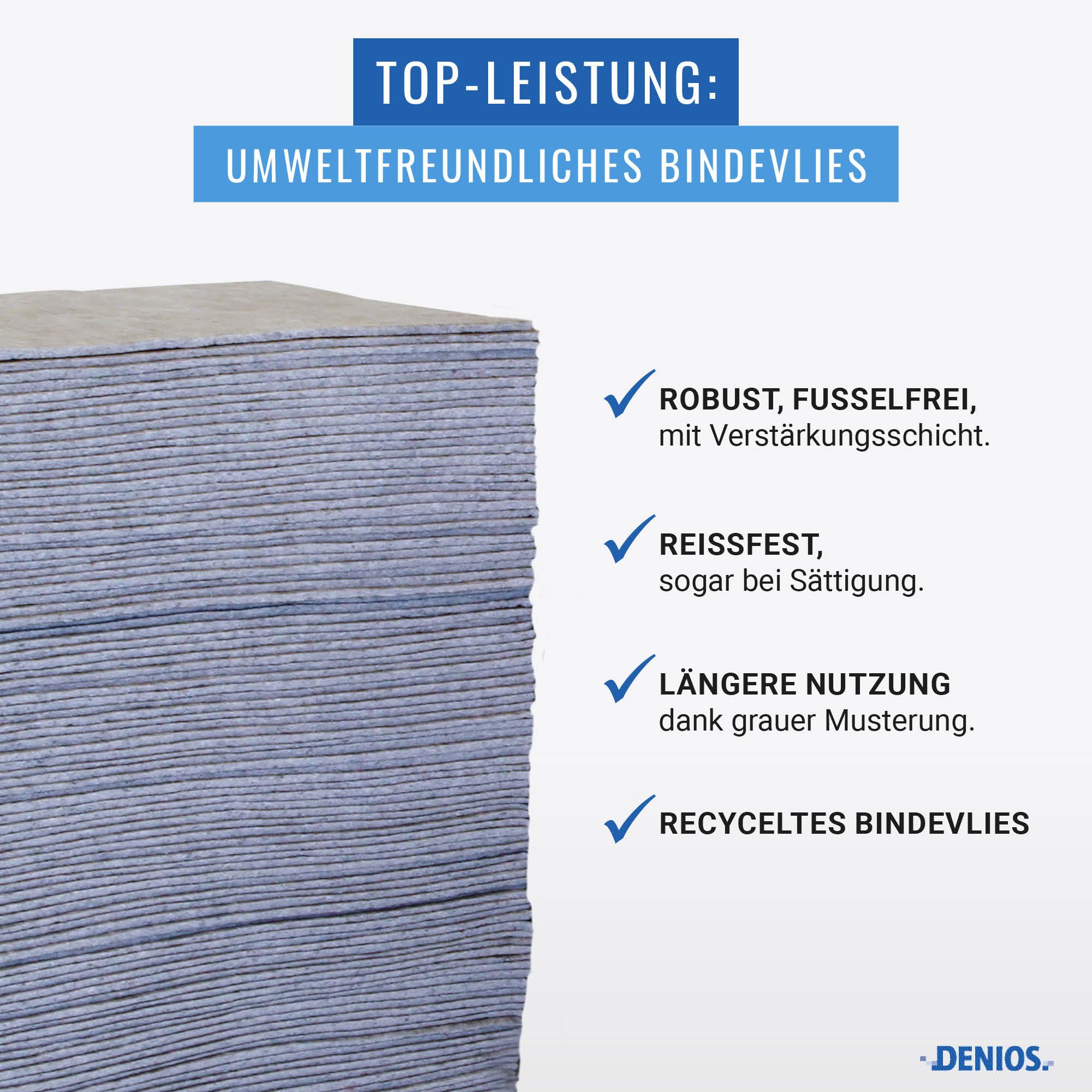 DENSORB EcoSorb Bindevliesmatten, Ölbindemittel Ausführ. Universal, aus recycelter Zellulose, 38 x 48 cm, 100 Stück