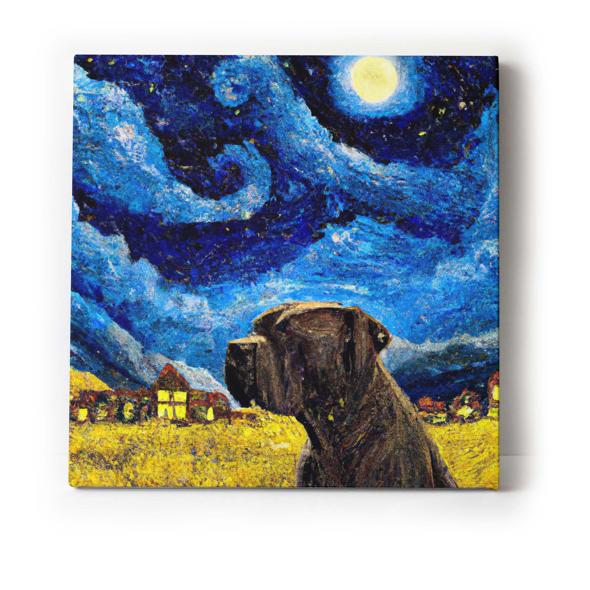 Abstract Cane Corsoes Canvas Art, Portrait Painting Of A Cane Corso Dog, Inspired by Van Gogh, Botanical Wall Prints for Home, Office, 24x24 inches (1)