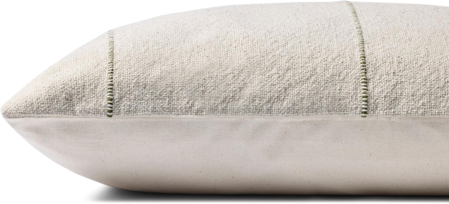 Loloi Magnolia Home by Joanna Gaines Selena Collection PMH0076 Natural/Green 13'' x 21'' Cover w/Poly Pillow