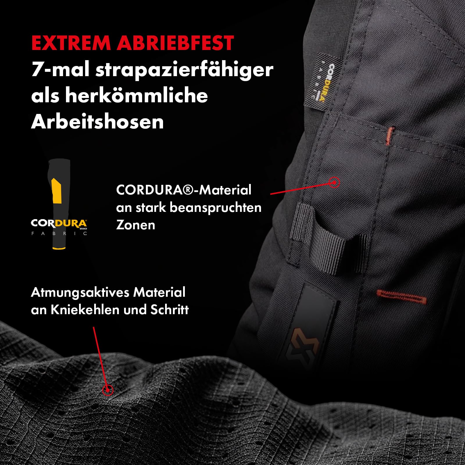 WÜRTH MODYF Bundhose Performance - professionelle Arbeitshose für Herren - Bundhose mit Reflektoren - in den Größen 44-64 in Anthrazit/gelb und weiteren Farben
