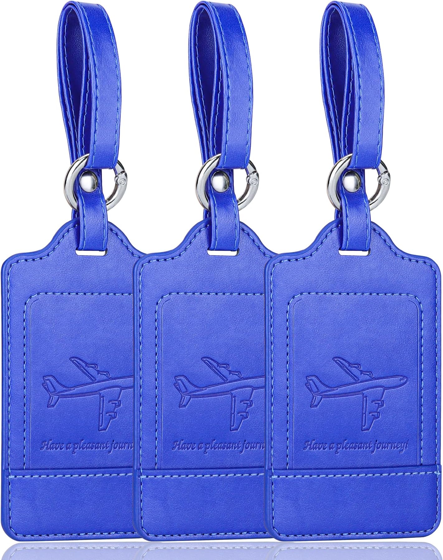 Teskyer Luggage Tags, 3 Pack Premium PU Leather Luggage Tags Privacy Protection Travel Bag Labels Suitcase Tags