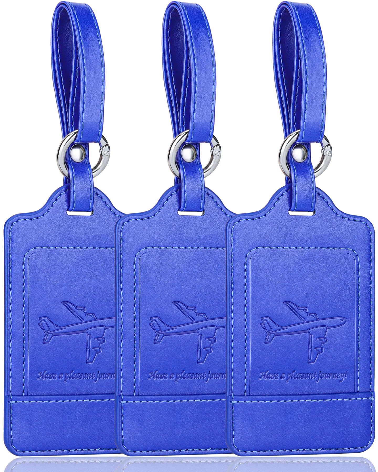 Teskyer 3 Pack Luggage Tags, PU Leather Luggage Tags for Suitcases, Luggage Labels with Name ID Card, Noticeable, Durable, Travel Accessories
