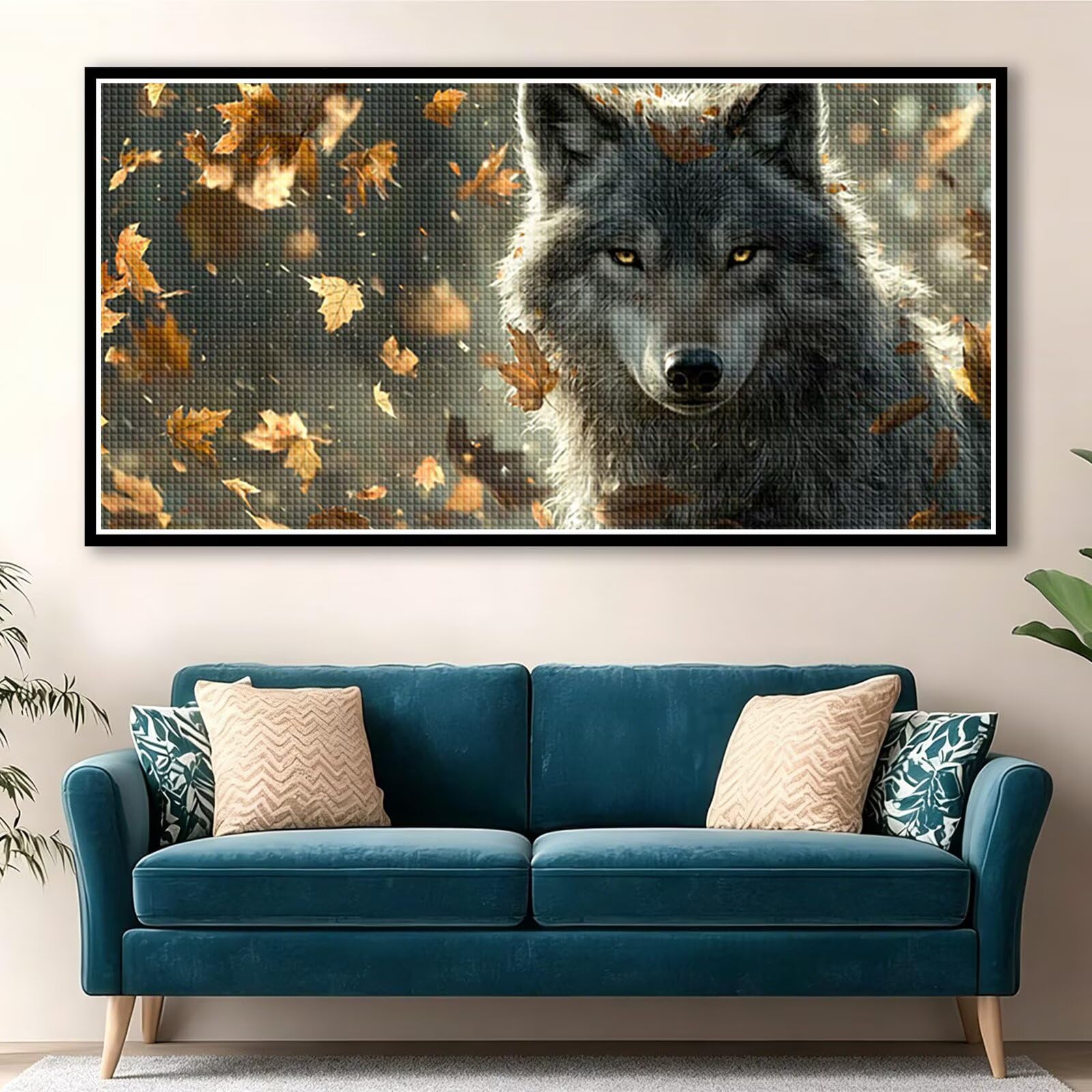 Diamond Painting Grande 200x100cm Lobo Diamond Painting Adultos, DIY Animal Pintura de Diamante Manualidades Adultos, 5D Cuadrado Rhinestone Bordado Punto de Cruz para Home Decoration Regalo 0J-859