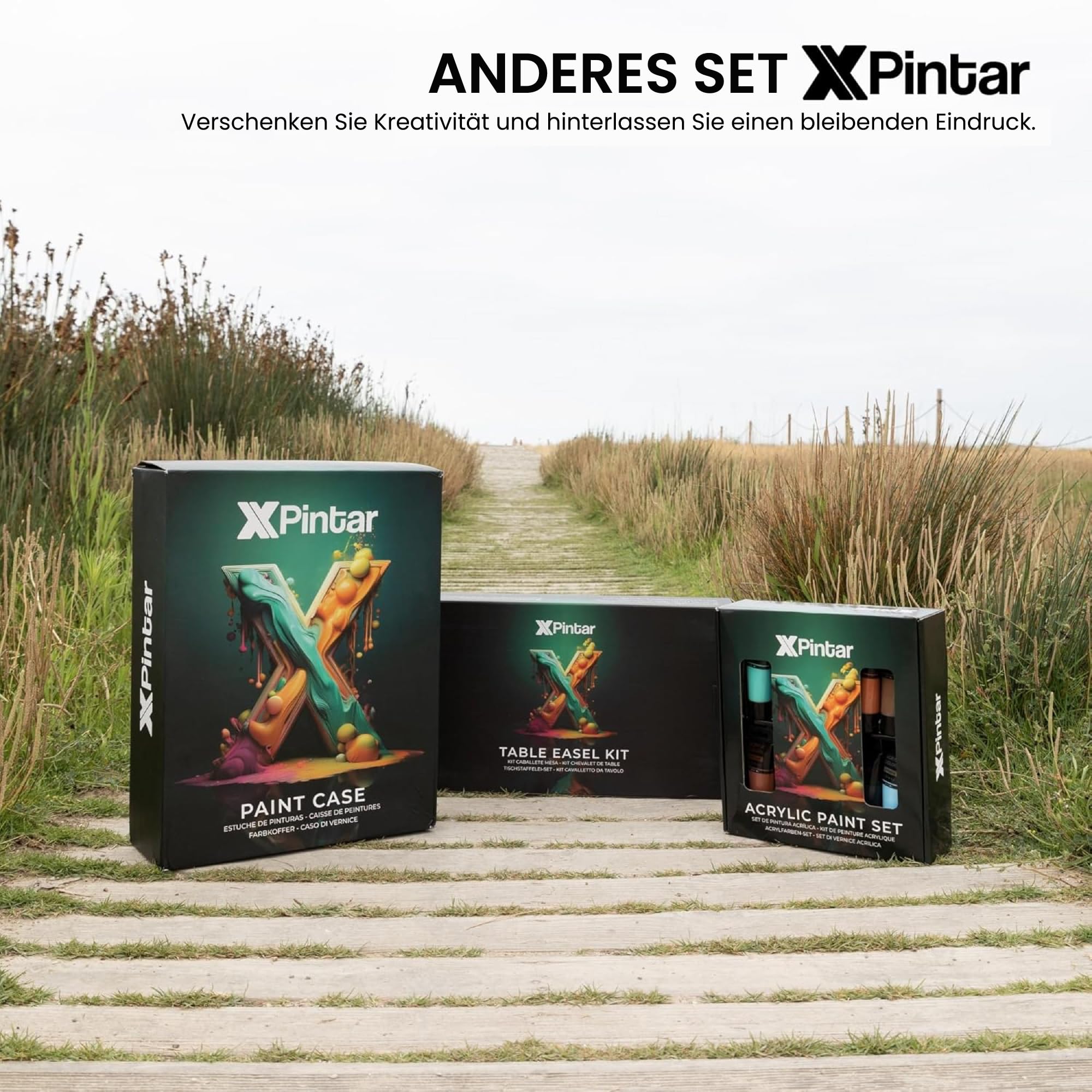 Acryl-Malset, 34-teilig, Staffelei, Holzkoffer, tragbar, 24 Tuben, 12 ml, lebendige Farben, Leinwand, 24 x 30 cm, 6 Pinsel, Spachtel, Palette, komplettes Set, Erwachsene, Kinder, Anfänger