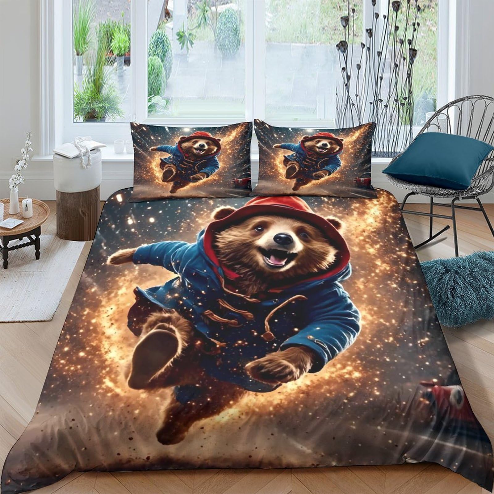 Ctjqhvkz Style-8 3D Printed Bear Adventure Fitted Sheet Microfiber Soft Brown Cartoon Bed Cover For Bedroom Dorm Mattress Decor Single（135X200cm）