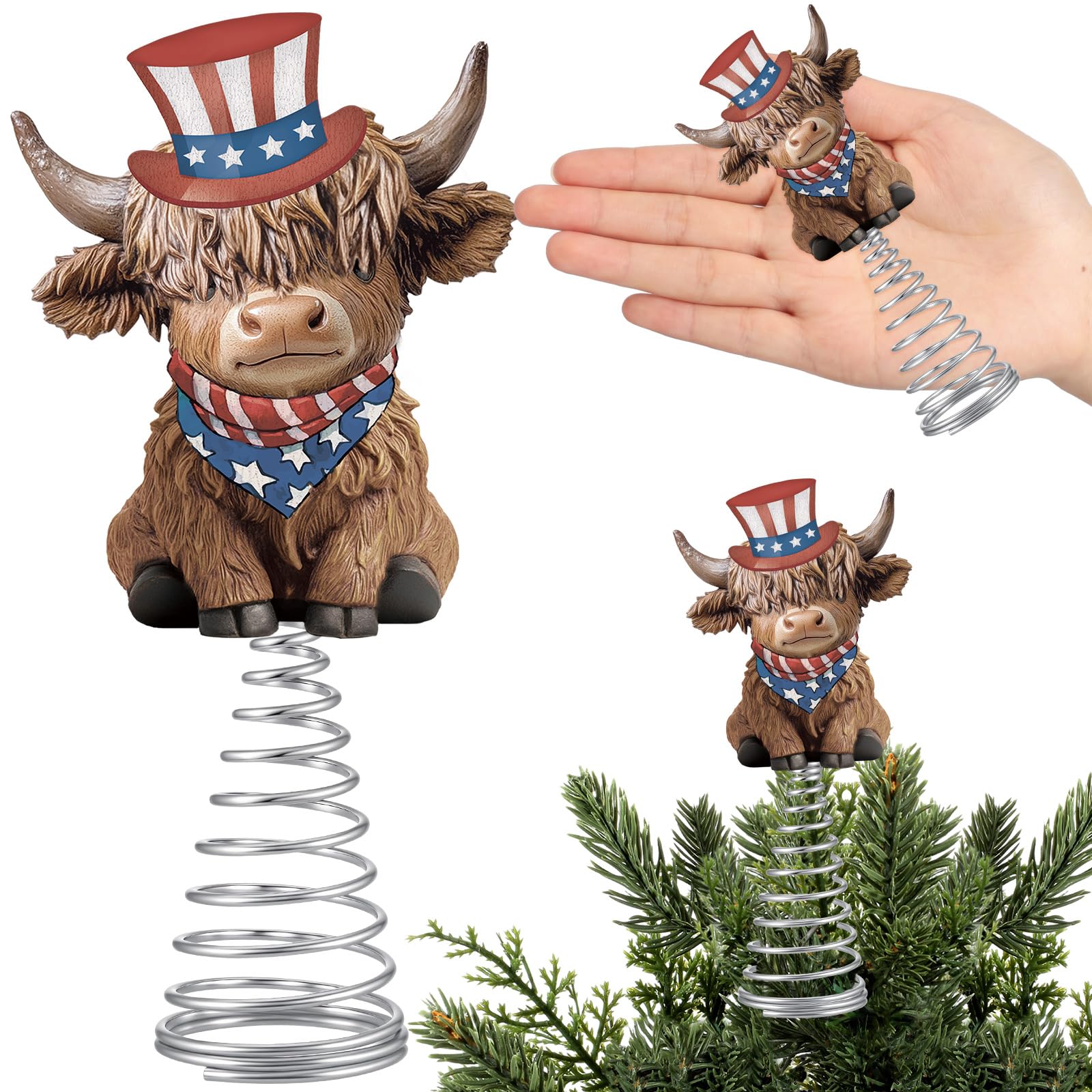 Photo 1 of Gejoy Patricia Day Highland Cow Miniature Tree Topper, 5.1''