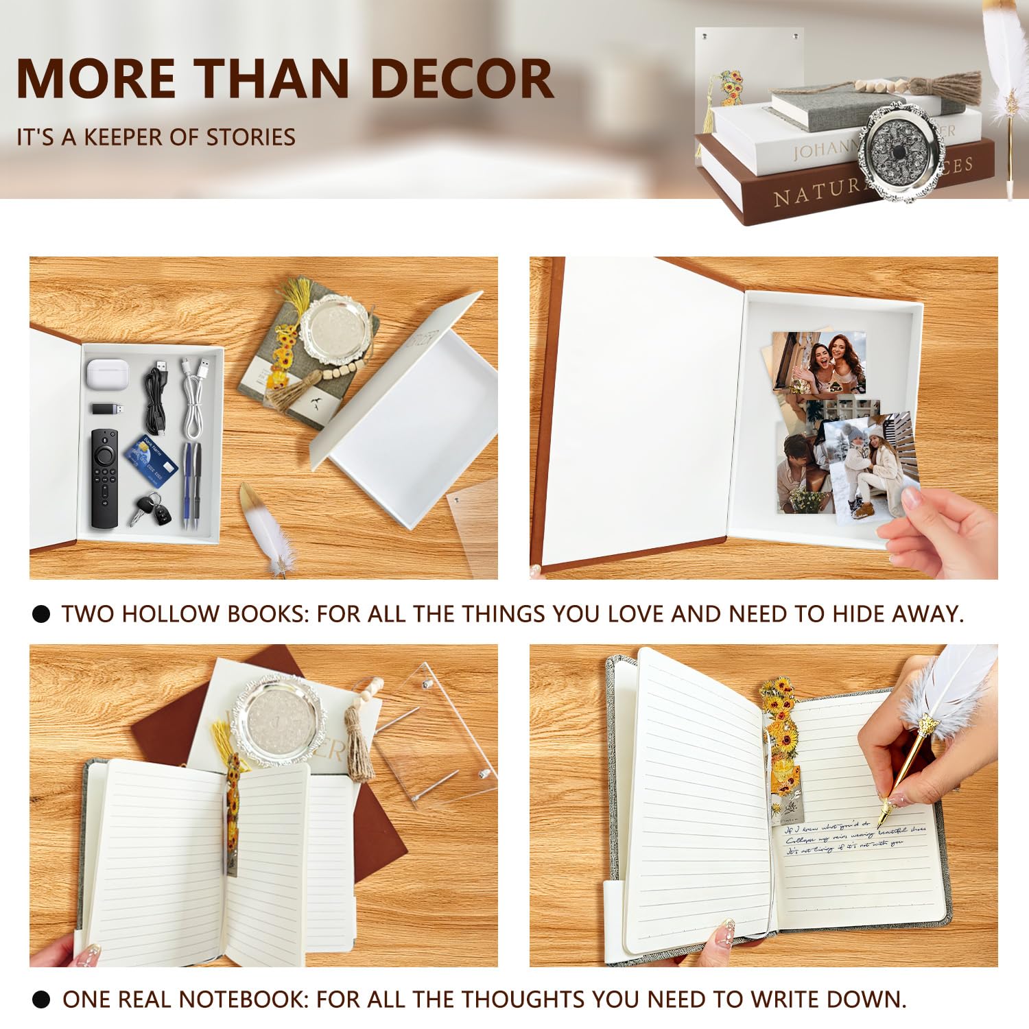 MIELIA Juego de libros decorativos: 2 libros de lino sintético para decoración de mesa de café y estantería, detalles estéticos para el hogar para decoración moderna del hogar, almacenamiento de fotos