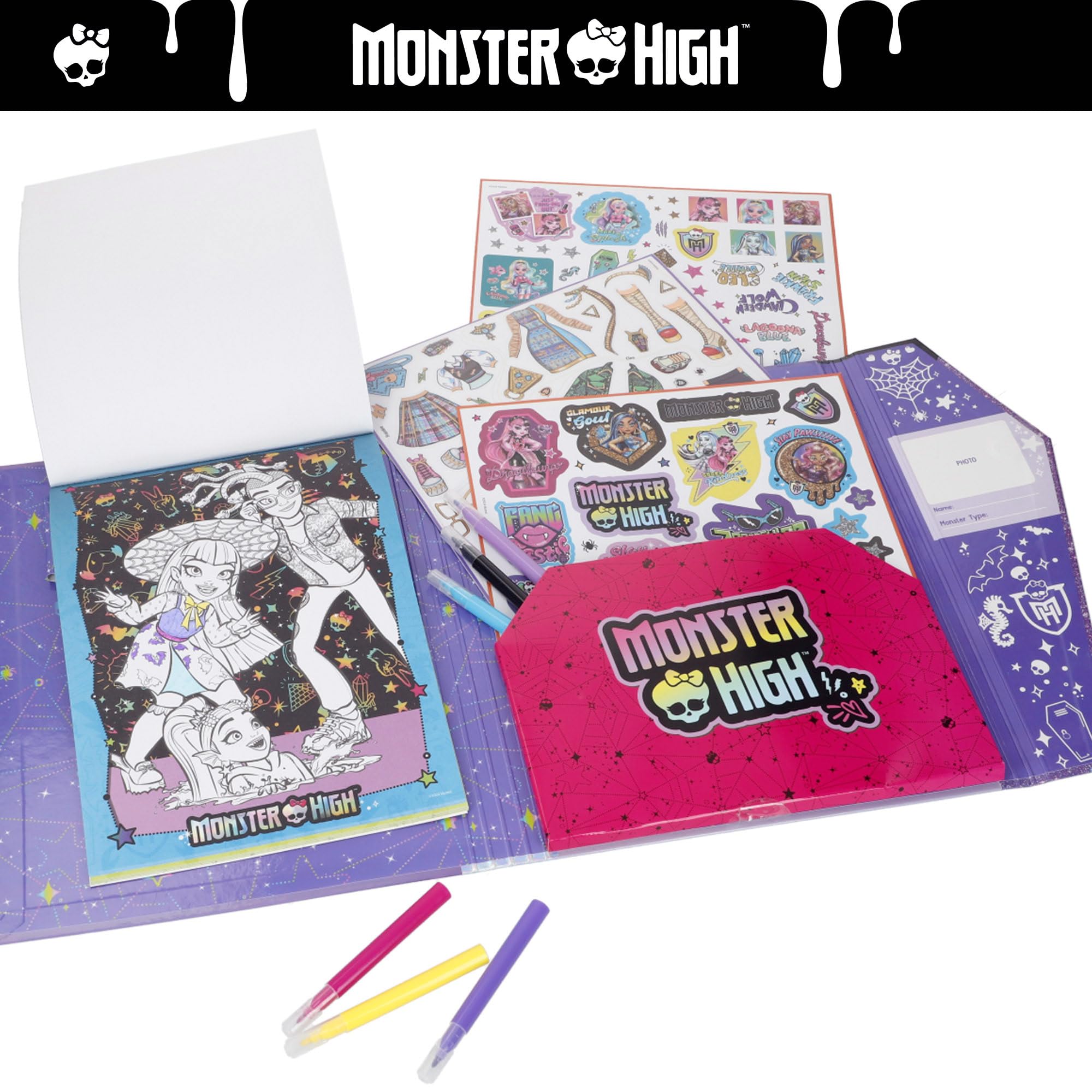 LISCIANI - MONSTER HIGH - Cuaderno de Actividades de Dibujo - Monster Cute - Para Niños a Partir de 5 Años - 39 Páginas - Cuaderno de Actividades: Pegatinas de Ropa, Imágenes para Colorear, Purpurina