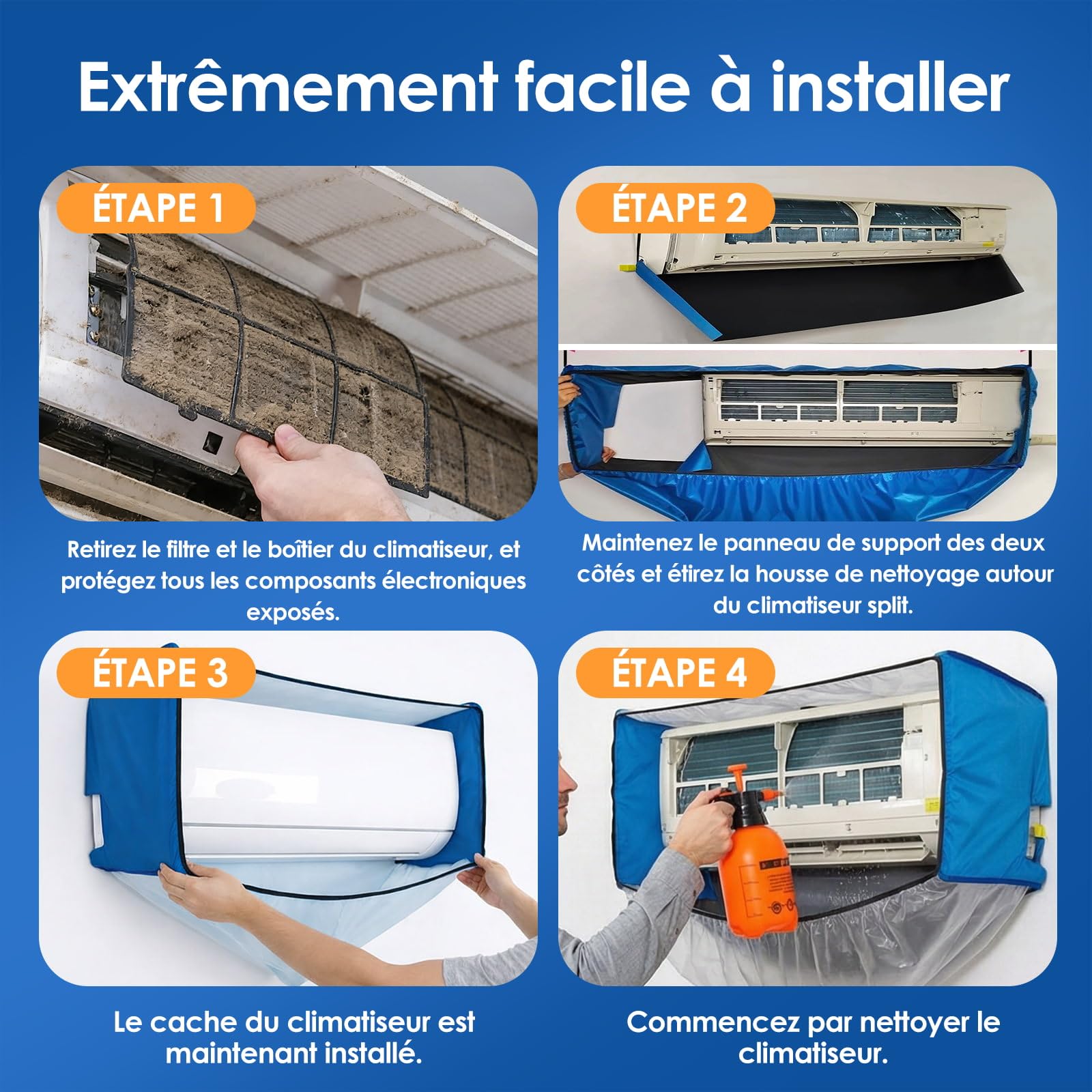 kit entretien climatisation, kit de nettoyage climatisation split pour Climatiseur (Bleu et blanc transparent, Type Z)