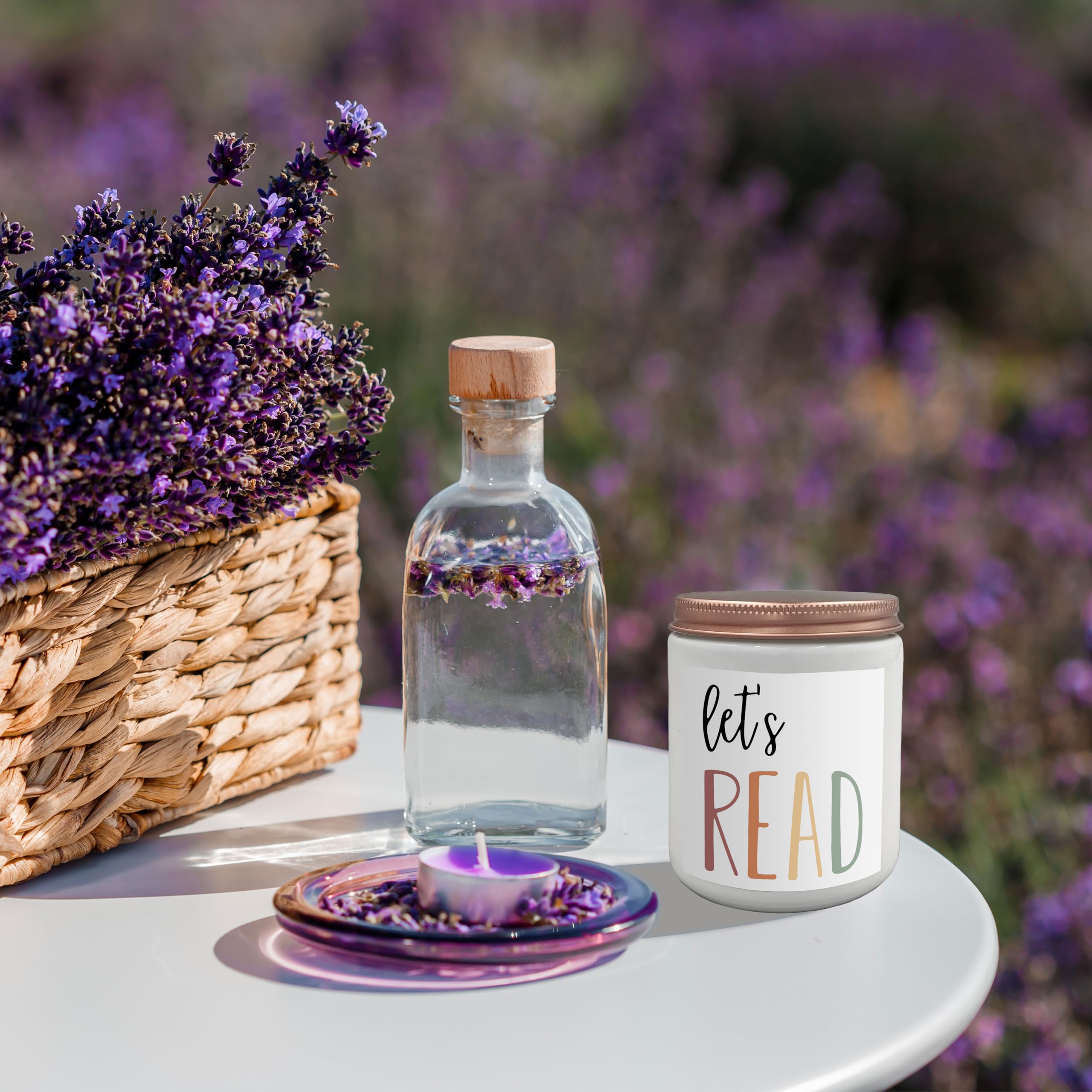 Qvapt Book Jar Candle, Let's Read Lavender Candle.Book Themed Gifts for Kids,Bookish Gifts for Book Lovers, Readers,Book Lovers Gifts Ideas,Reading Gifts,Librarian Gifts,Scented Candles 8oz