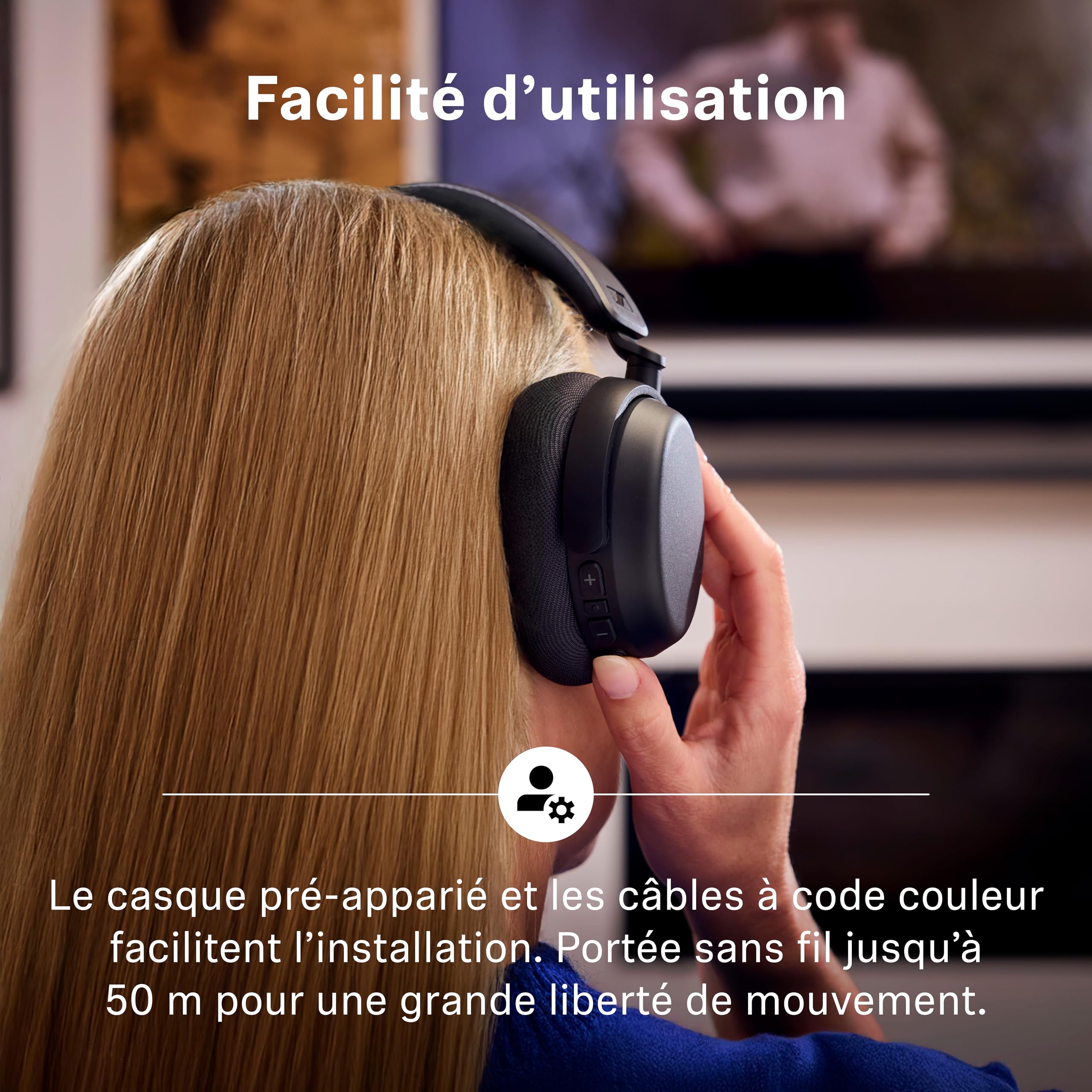 Sennheiser RS 255 Casque TV - Ensemble Casque et émetteur Bluetooth - Casque sans Fil à Faible Latence avec Son Surround virtuel, clarté de la Parole et Technologie Auracast - Batterie 50 h