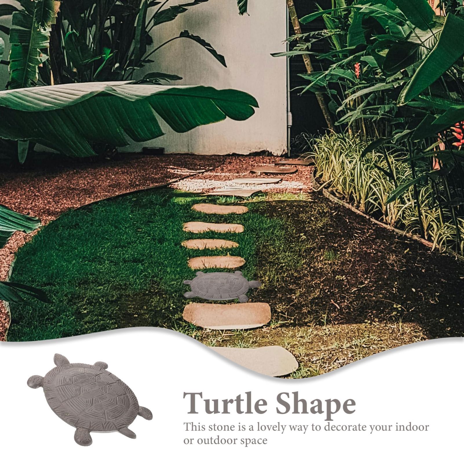 Decorativa Piedra de Paso Tortuga de Hierro Café para Jardín