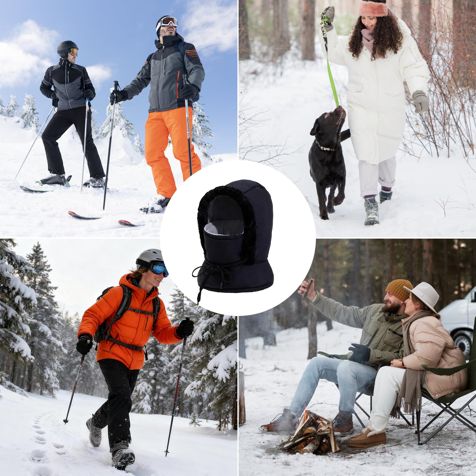 Cagoule Polaire Hiver, Chapeau Balaclava Hiver Anti-Vent, Bonnet Echarpe Cache Cou Thermique Homme Femme Réglable par Cordon, Multifonction Bonnet pour Ski, Cyclisme Activités Outdoor