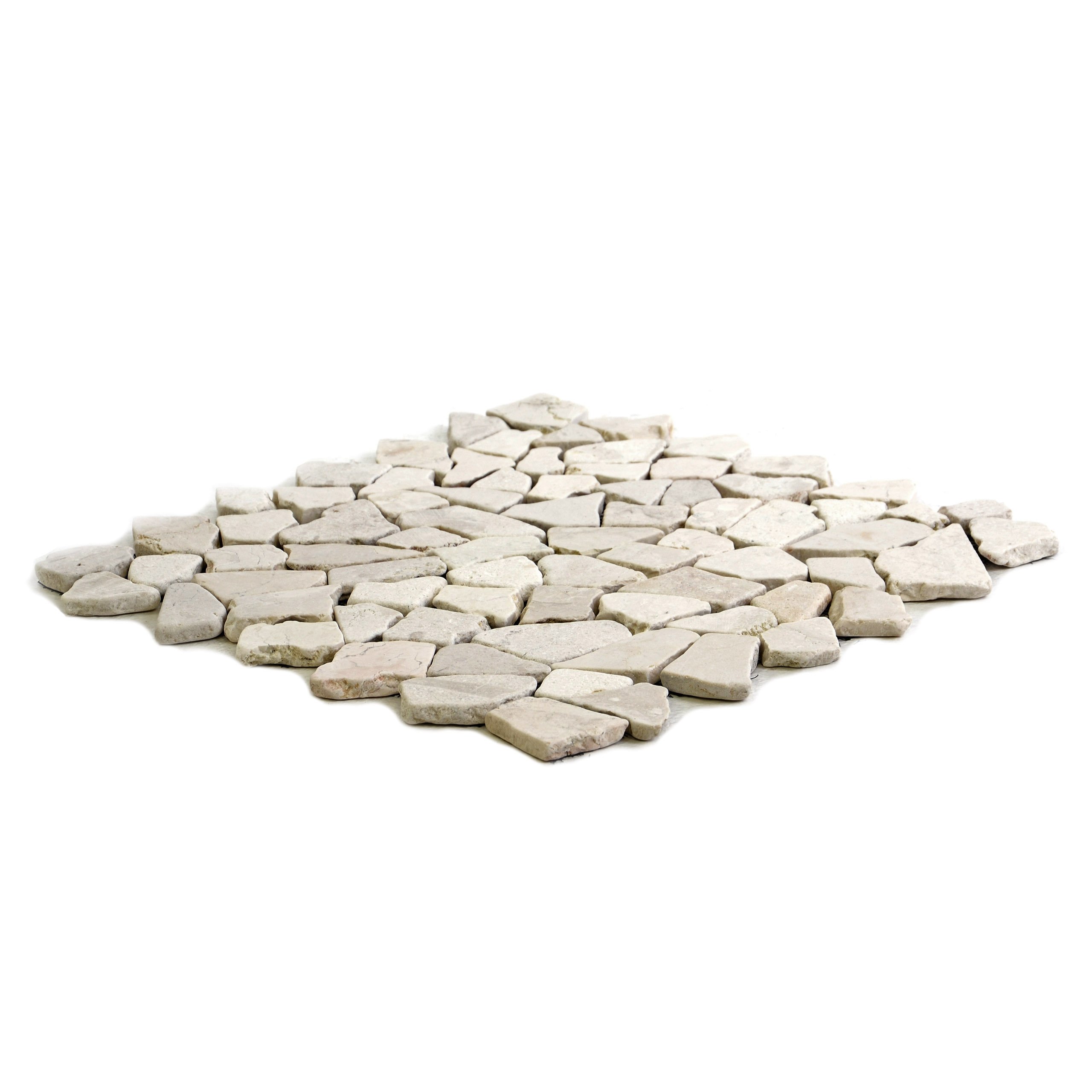 DIVERO 9 Fliesenmatten aus Naturstein Marmor Bruchsteinmosaik Wand und Boden cremeweiß á 35 x 35 cm