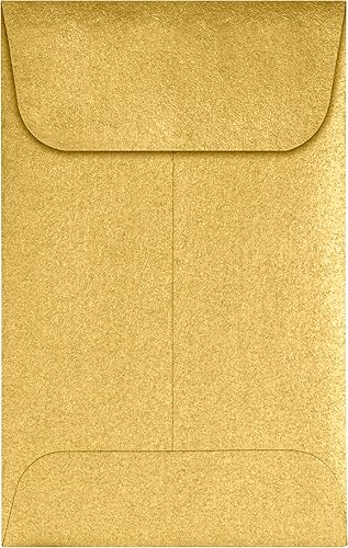 LUXPaper Sobres para monedas #1  2 14 pulgadas x 3 12 pulgadas  Oro metálico  Texto de 80 libras  50 unidades