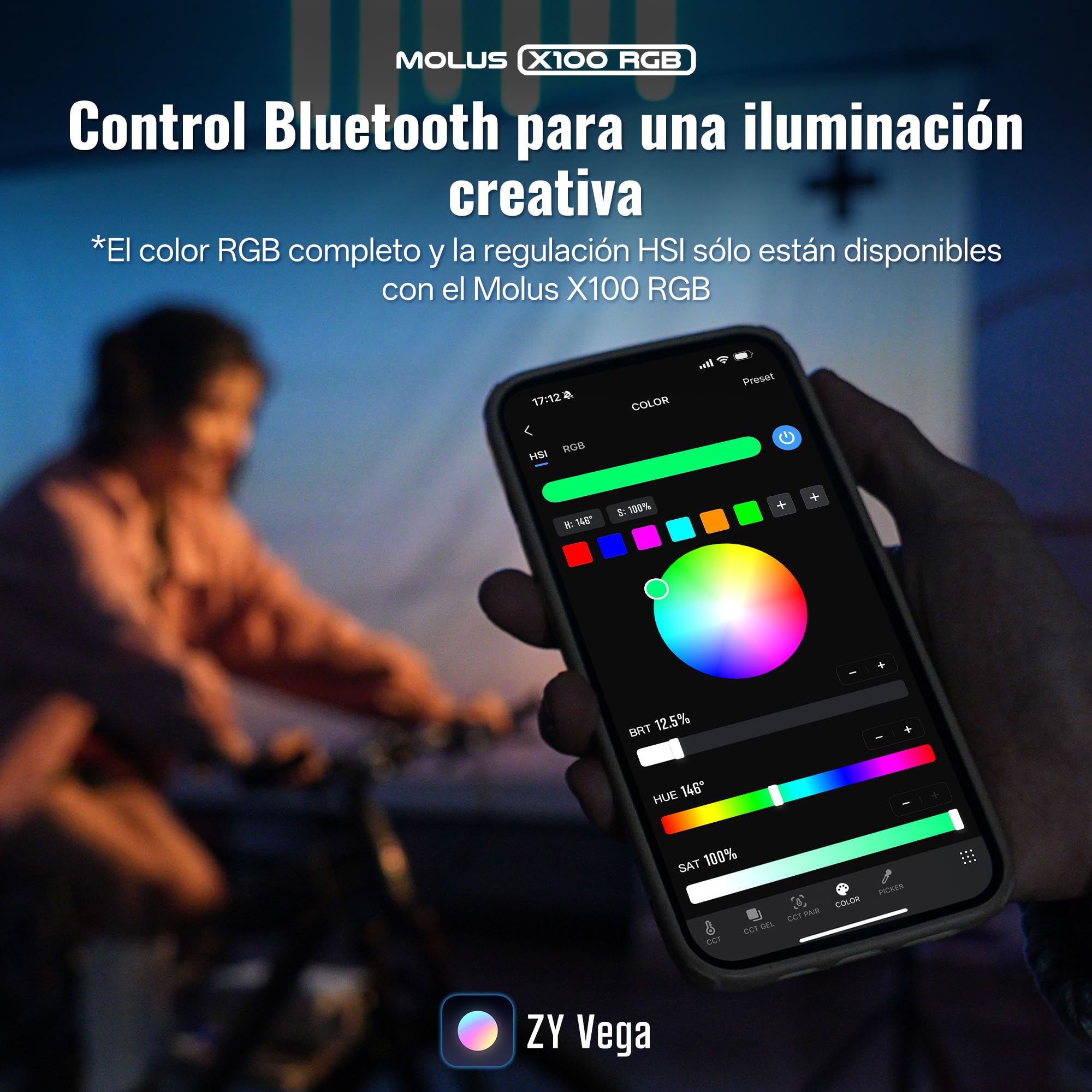 ZHIYUN MOLUS X100 RGB[Oficial] Luz de Vídeo 100W, App Control, 384g