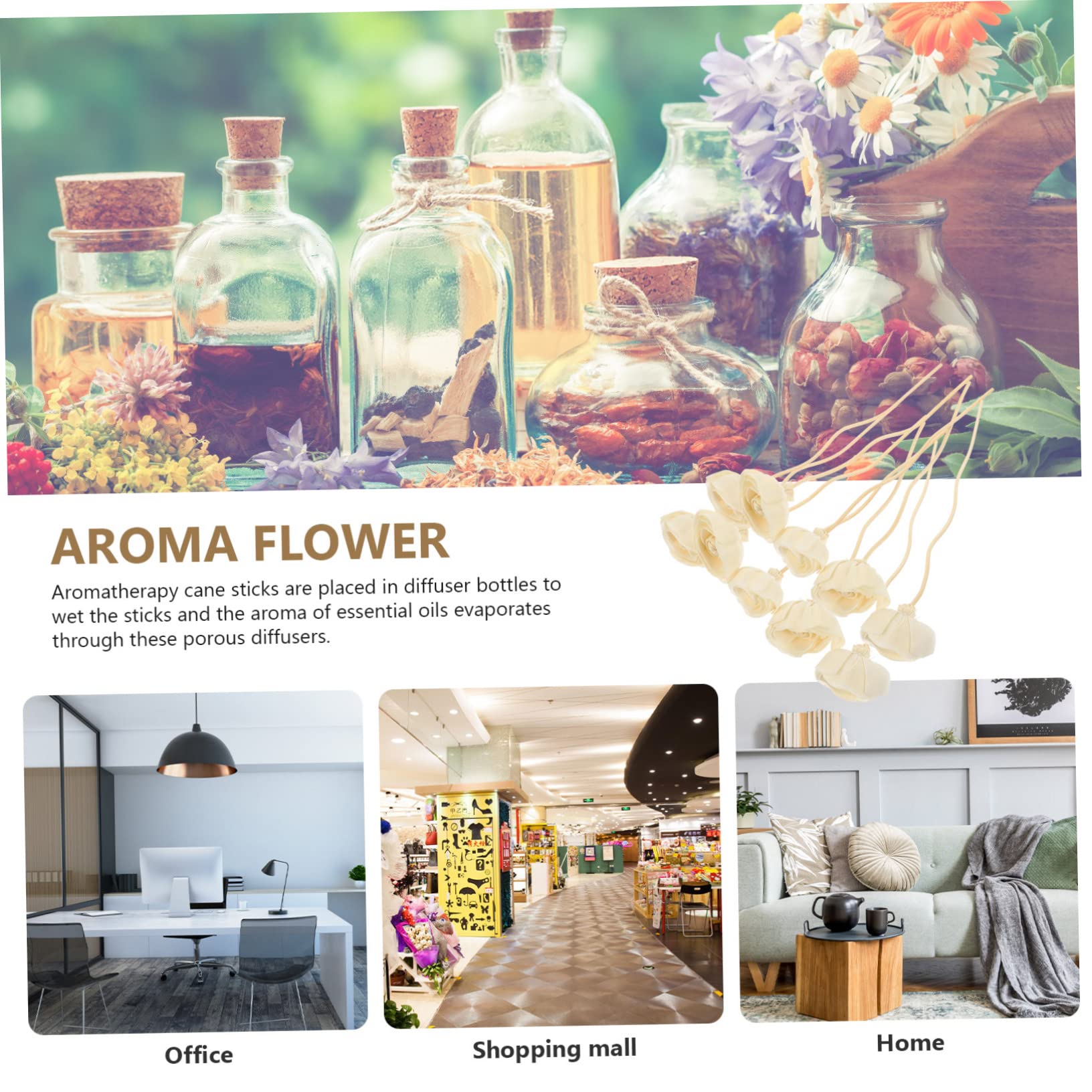 UKCOCO 5 Sätze Aromatherapie-rattanblume Diffusorstab Öl-diffusor-Sticks Drinnen Duft Diffusor Diffusorsticks Zum Nachfüllen Diffusor-Sticks Blume 10 Stück * 5