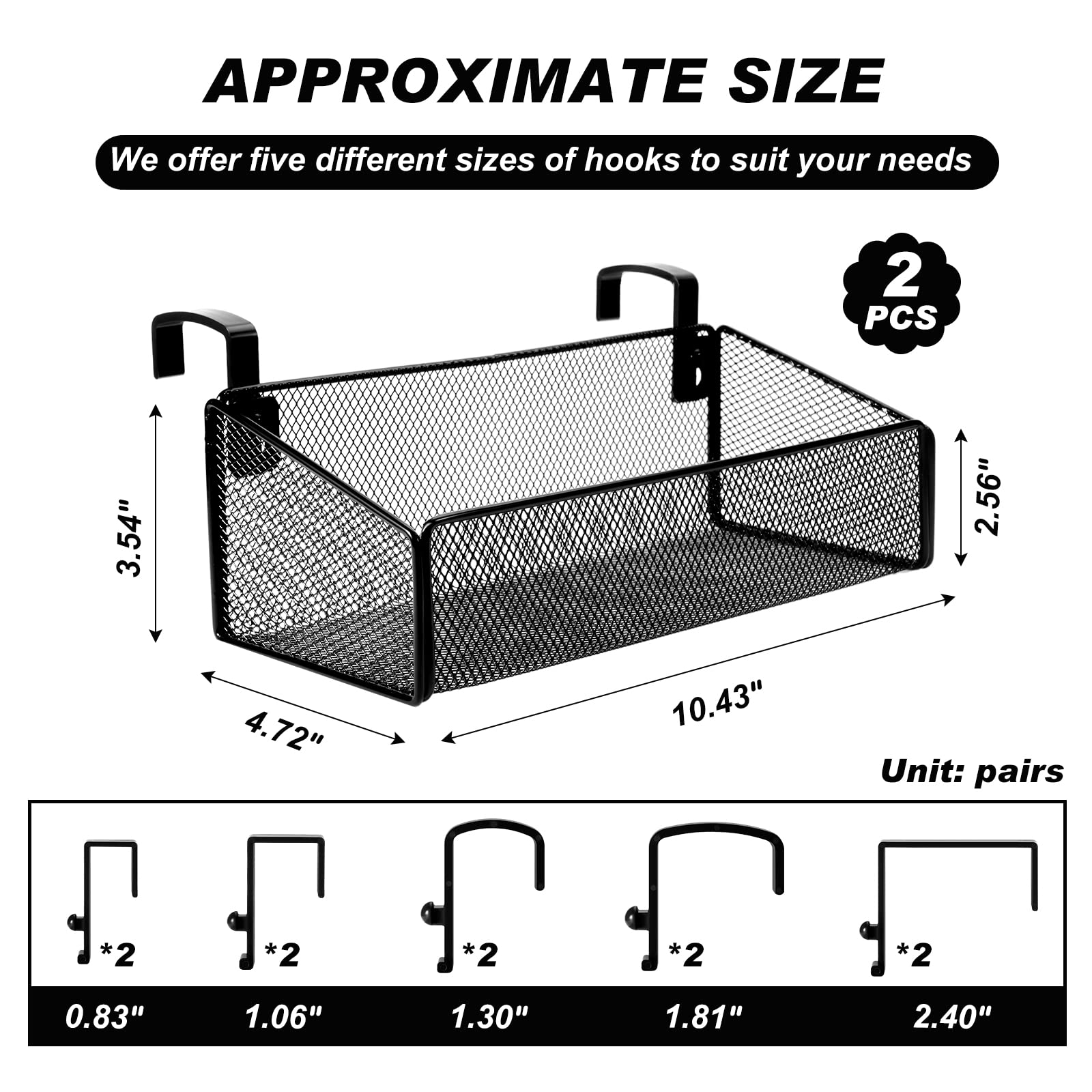 Zubebe 2 Stück Nachttischregal für Bett mit 10 Paar Haken, Etagenbett-Regal für oberes Etagenbett, Nachttisch, Caddy, hängende Aufbewahrungskorb, Büro, Schreibtisch