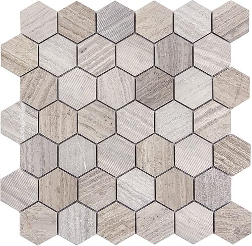 Emser Tile M05METRGR1212M2H Metro Hex Mix Mo1212 Azulejos de cerámica, 2, gris