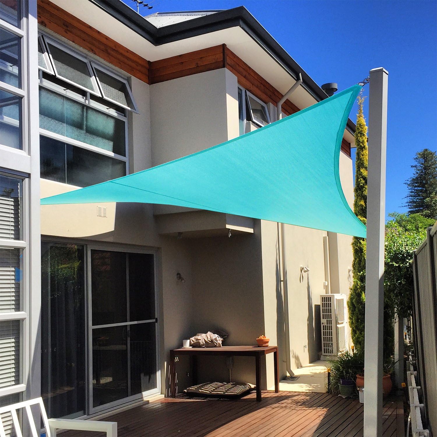 E&K Sunrise 8' x 8' Sun Shade Sail Rectangle Canopy Shade Cover UV Block for Patio Backyard Garden Outdoor (Turquoise)