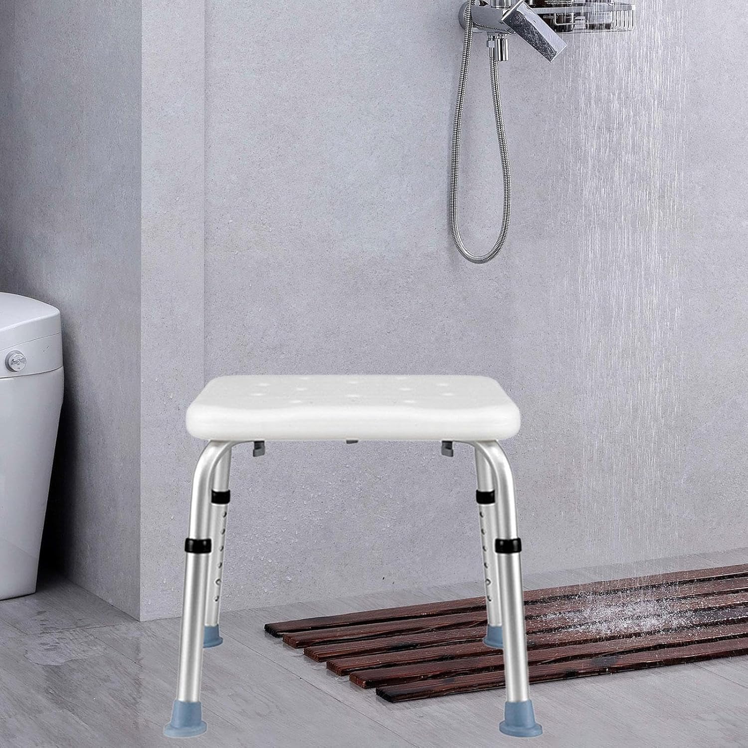 Generic シャワー用足パッド付き調節可能なバスチェア - 高齢者や障害者向けの滑り止め設計, Style A