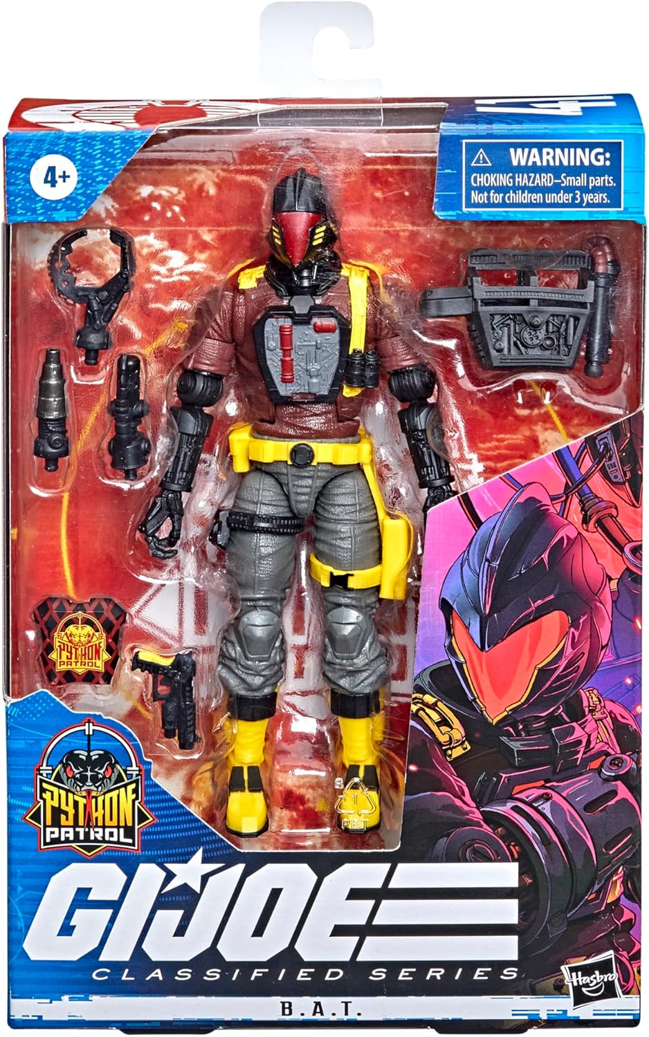 G.I. Joe Classified Series Figure, 6" Special B.A.T. Figure with Accessories - F4754 - Hasbro, Red, Gray and Black