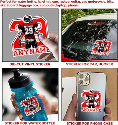 Miniatura 41 de Calcomanía personalizada con nombre para casco de fútbol y rugby, calcomanías de vinilo troqueladas para casco duro, laptop, botella de agua, autos
