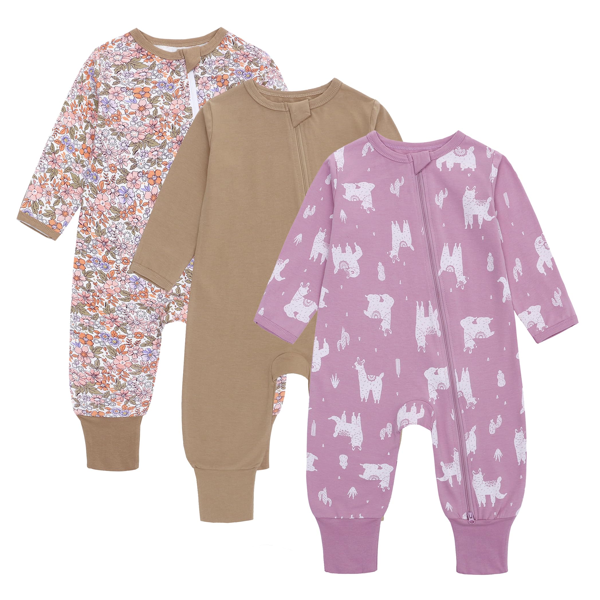 amo nenes 3er Pack Baby Strampler Neugeborene 0.5 Tog mit Füßen und Ärmel 100% Baumwolle Atmungsaktiv Baby Jungen Mädchen Overall, Baby Kleidung Langärmelige, 0-24 Monate