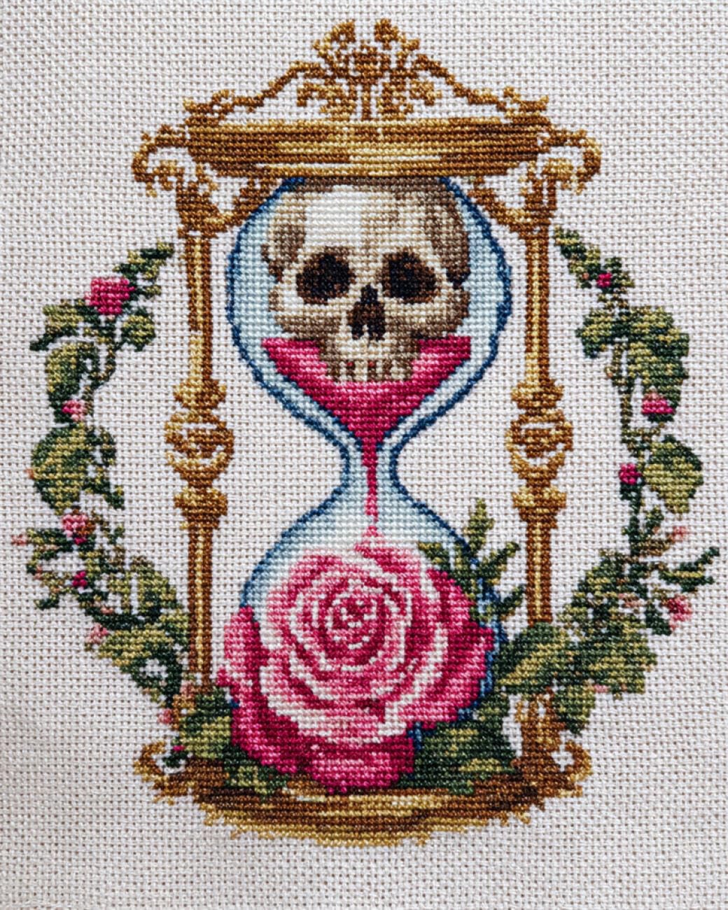 AMBATTERY Rug Making Kit Skull and Hourglass Cross Stitch Rug Making Kit，Carpet Crochet Kits Embroidery Set Needlework Crafts for Home Decor 33x45in